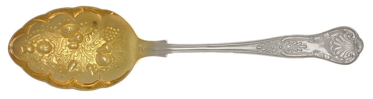 Kings (Silverplate) Solid Berry/Casserole Spoon w/ Raised Bowl by Sheffield Original-1
