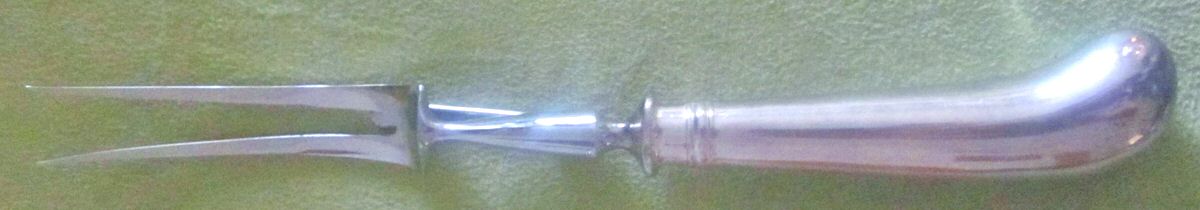 Rattail (Silverplate) Small Steak Carving Fork with Stainless Prongs by Sheffield Original-1
