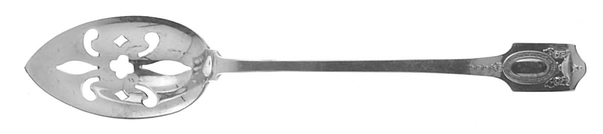 Adam (Sterling, 1909, No Monograms ) Pierced Bowl Short Handle Olive Spoon by Shreve Silver-1