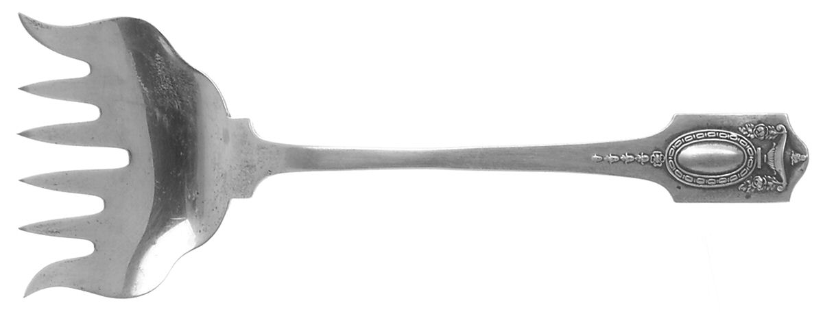 Adam (Sterling, 1909, No Monograms ) Large Solid Tined Sardine Serving Fork by Shreve Silver-1