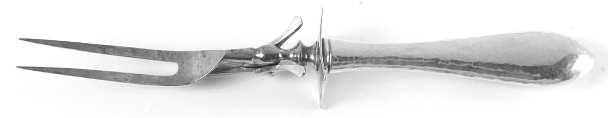 Antique (Sterling, 1904) Large Stainless-Prong Roast Carving Fork by Shreve Silver-1