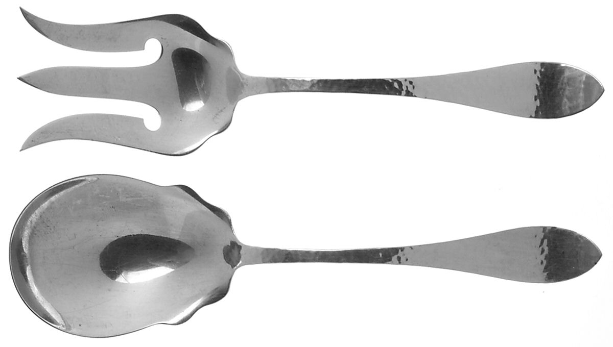 Antique (Sterling, 1904) (2 Pc) Solid Salad Set by Shreve Silver-1