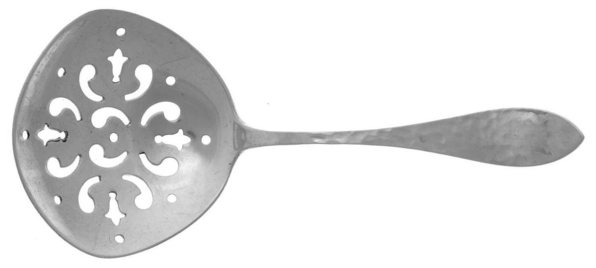 Antique (Sterling, 1904) Small Pierced Nut Serving Spoon by Shreve Silver-1