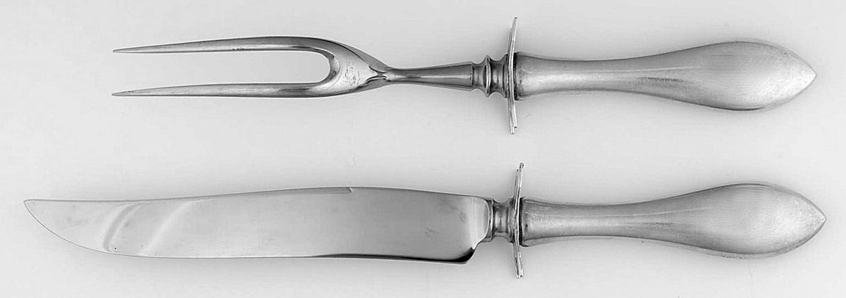 Buckingham (Sterling, 1915) 2 Piece Small Carving Set W/ Sterling Guard by Shreve Silver-1