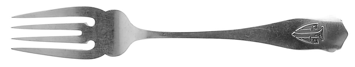 Ramona (Sterling, 1912, No Monograms) Large Individual Solid Fish/Salad Fork by Shreve Silver-1