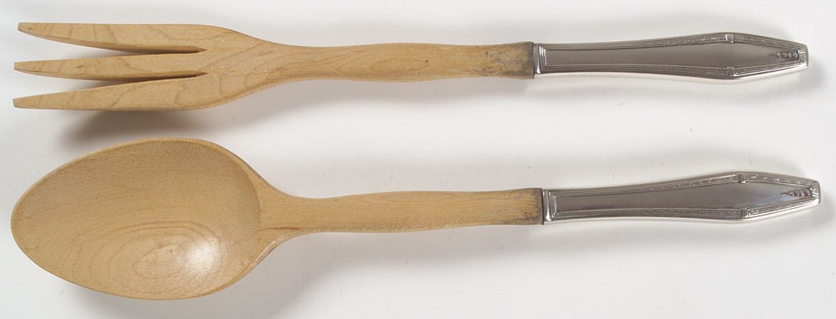 Formality (Sterling, 1942, No Monograms) Wooden Bowl 2-Piece Salad Set by State House-1