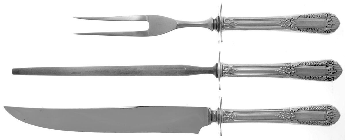 Inaugural (Sterling, 1942) Small Steak 3-Piece Carving Set w/Stainless Blade by State House-1