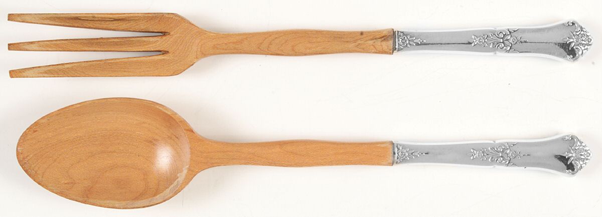 Stately (Sterling, 1948, No Monograms) Wooden Bowl 2-Piece Salad Set by State House-1