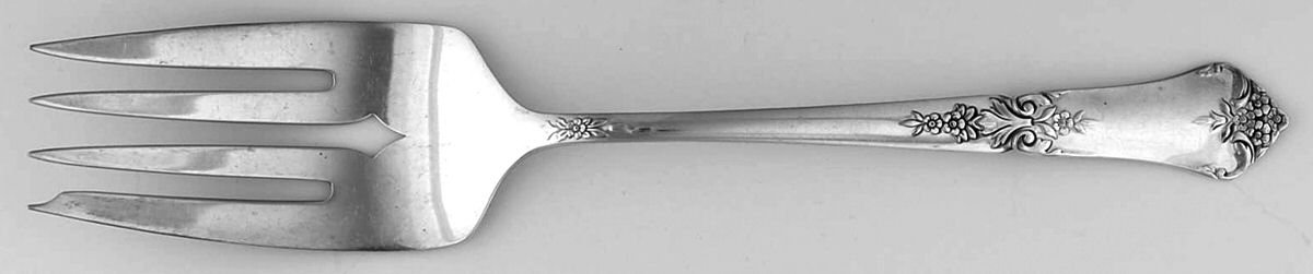 Stately (Sterling, 1948, No Monograms) Medium Solid Cold Meat Serving Fork by State House-1