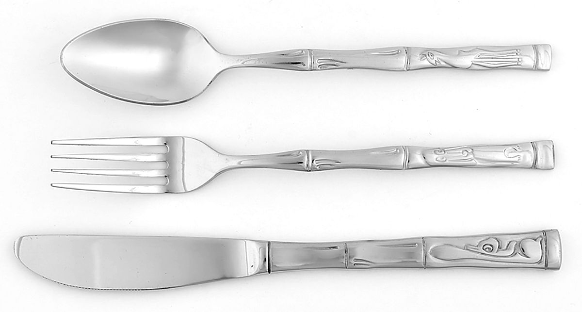 Bamboo (Stainless) (3 Pc) Youth Set (Solid Knife, Fork & Spoon) by Sunshine-1