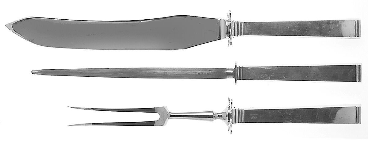 Funkis (Sterling) Small Steak 3-Piece Carving Set with Stainless Blade by Broderne W & S Sorensen-1