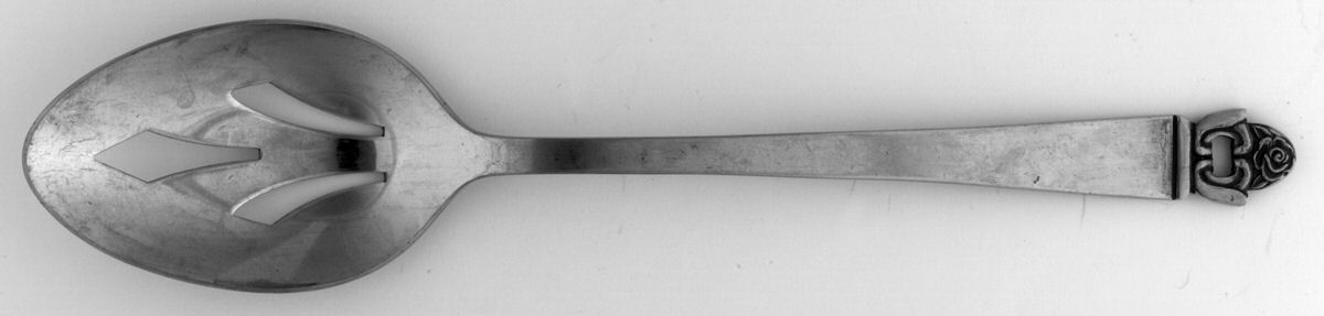 Danish Rose (Stainless) Pierced Tablespoon (Serving Spoon) by Stanley Roberts-1