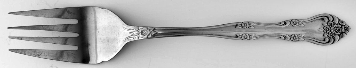 Dream Rose (Stainless, Rogers) Medium Solid Cold Meat Serving Fork by Stanley Roberts-1