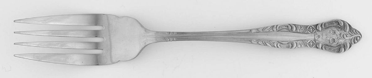 Dynasty (Stainless, 5 Petal Flowers) Medium Solid Cold Meat Serving Fork by Stanley Roberts-1