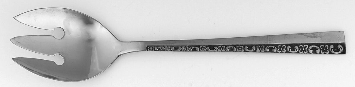 Floral Motif-Danish Mode (Stainless) Medium Solid Cold Meat Serving Fork by Stanley Roberts-1