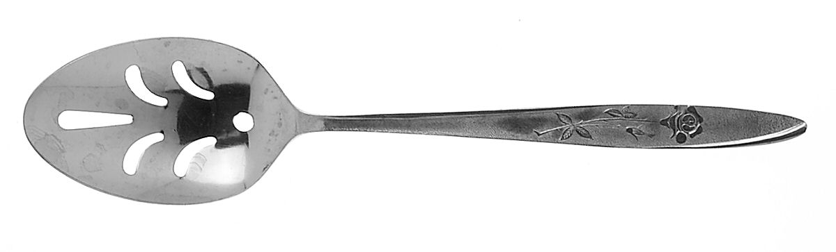 Florentine Rose (Stainless) Pierced Tablespoon (Serving Spoon) by Stanley Roberts-1