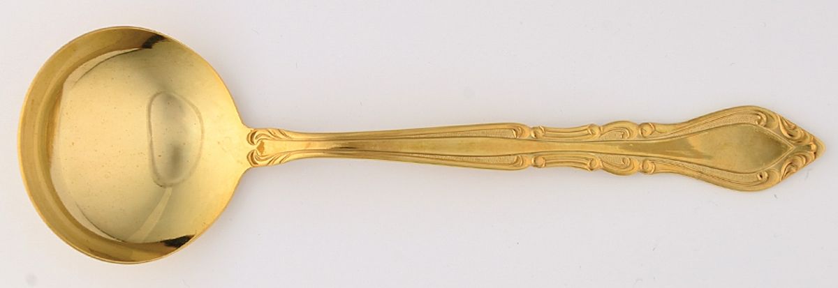 Gold Auberge (Gold Electroplate) Solid Gravy Ladle by Stanley Roberts-1
