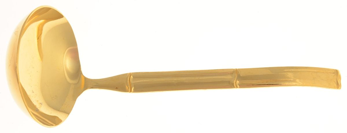 Golden Bambu (Gold Electroplate, Double) Solid Gravy Ladle by Stanley Roberts-1
