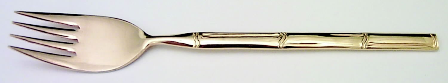 Golden Bambu (Gold Electroplate, Double) Individual Salad Fork by Stanley Roberts-1