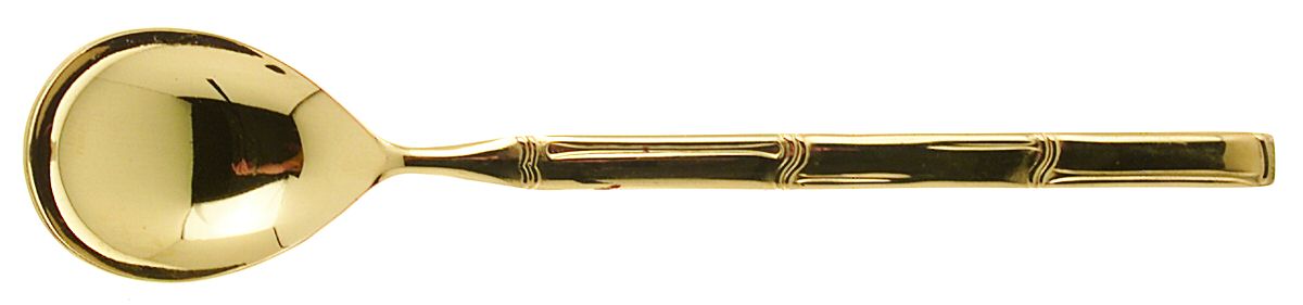 Golden Bambu (Gold Electroplate, Double) Sugar Spoon by Stanley Roberts-1