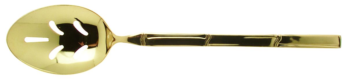 Golden Bambu (Gold Electroplate, Double) Pierced Tablespoon (Serving Spoon) by Stanley Roberts-1