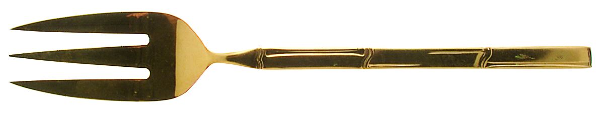 Golden Bambu (Gold Electroplate, Double) Large Solid Cold Meat Serving Fork by Stanley Roberts-1