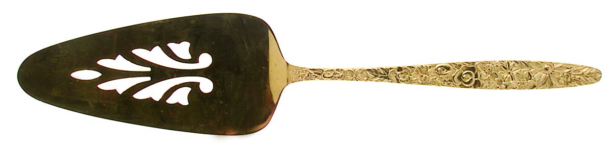 Golden Bouquet (Gold Electroplate) Solid Pierced Pie Server by Stanley Roberts-1