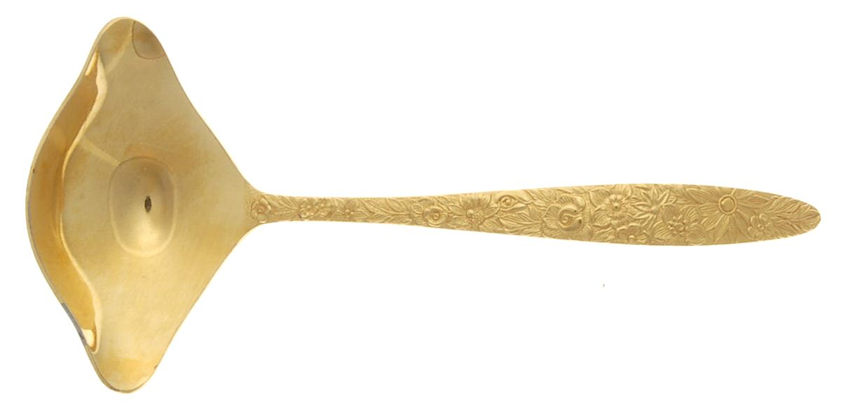 Golden Bouquet (Gold Electroplate) Solid Gravy Ladle by Stanley Roberts-1