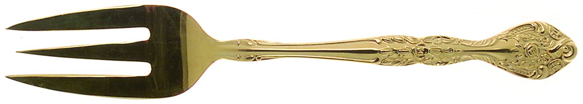 Gold Charles IV (Gold Electroplate) Medium Solid Cold Meat Serving Fork by Stanley Roberts-1