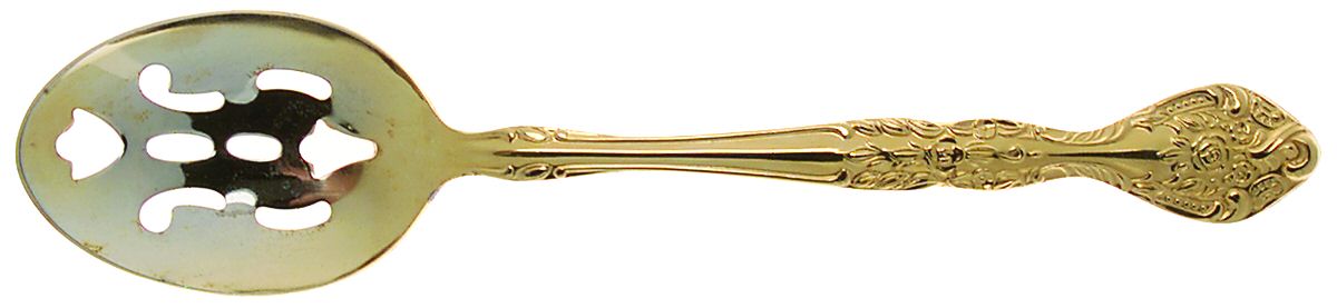 Gold Charles IV (Gold Electroplate) Pierced Tablespoon (Serving Spoon) by Stanley Roberts-1