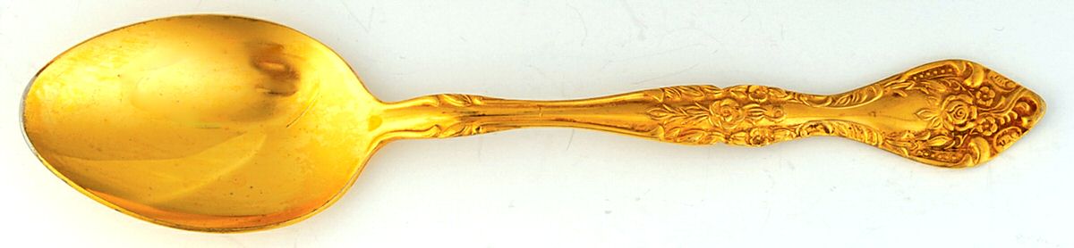 Gold Charles IV (Gold Electroplate) Place/Oval Soup Spoon by Stanley Roberts-1