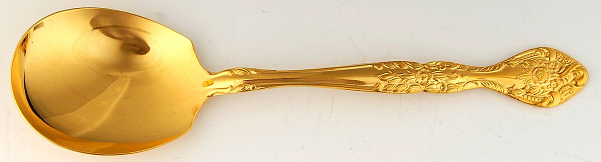 Gold Charles IV (Gold Electroplate) Solid Smooth Casserole Spoon by Stanley Roberts-1