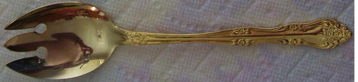 Golden Dream Rose (Gold Electroplate) Solid Salad Serving Fork by Stanley Roberts-1