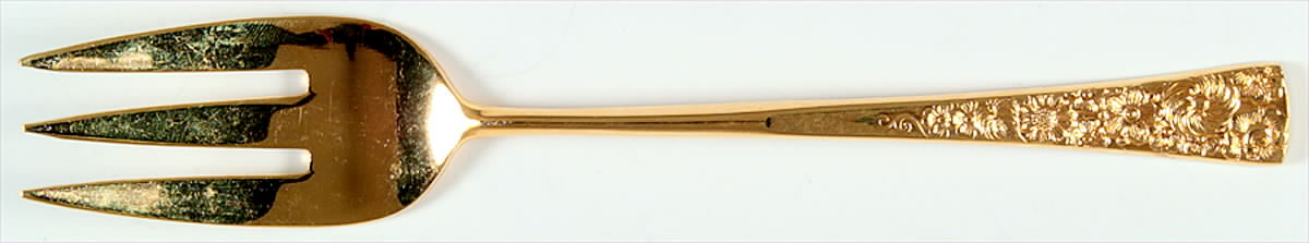 Golden Flower Garden (Gold Electroplate) Medium Solid Cold Meat Serving Fork by Stanley Roberts-1