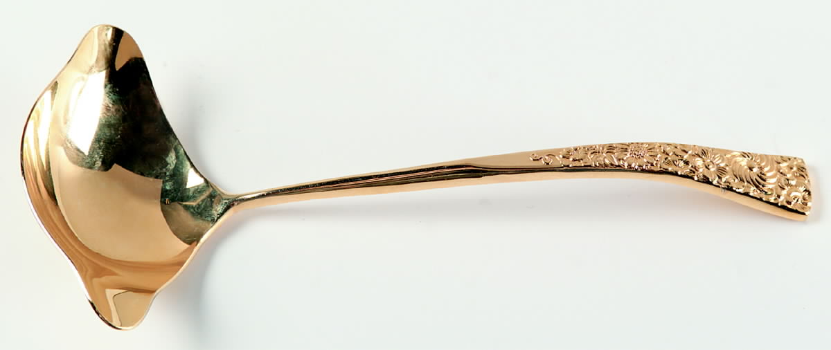 Golden Flower Garden (Gold Electroplate) Solid Gravy Ladle by Stanley Roberts-1
