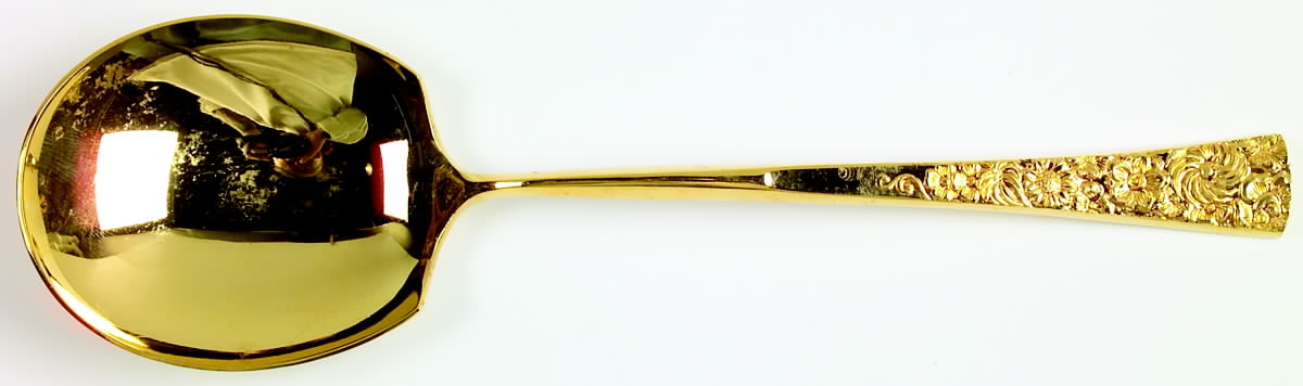 Golden Flower Garden (Gold Electroplate) Solid Smooth Casserole Spoon by Stanley Roberts-1
