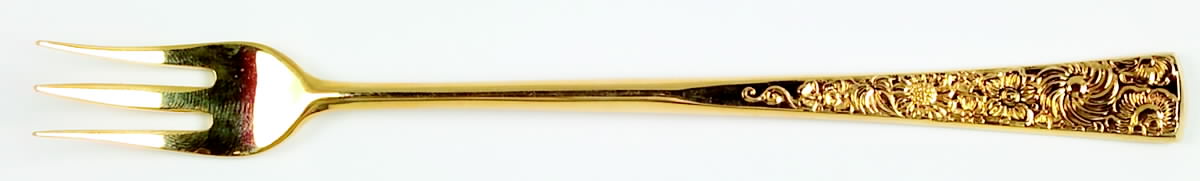 Golden Flower Garden (Gold Electroplate) Cocktail/Seafood Fork by Stanley Roberts-1