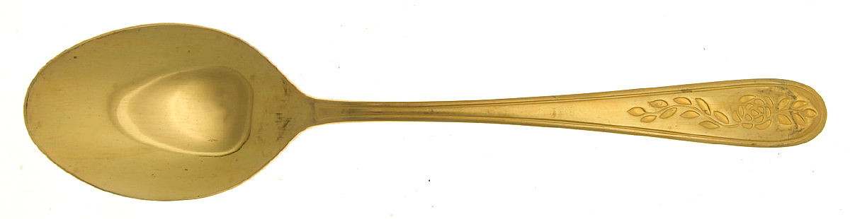 Golden Floral Mist (Gold Electroplate) Place/Oval Soup Spoon by Stanley Roberts-1