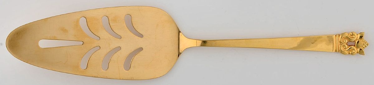 Golden Roget (Gold Electroplate) Solid Pierced Pie Server by Stanley Roberts-1