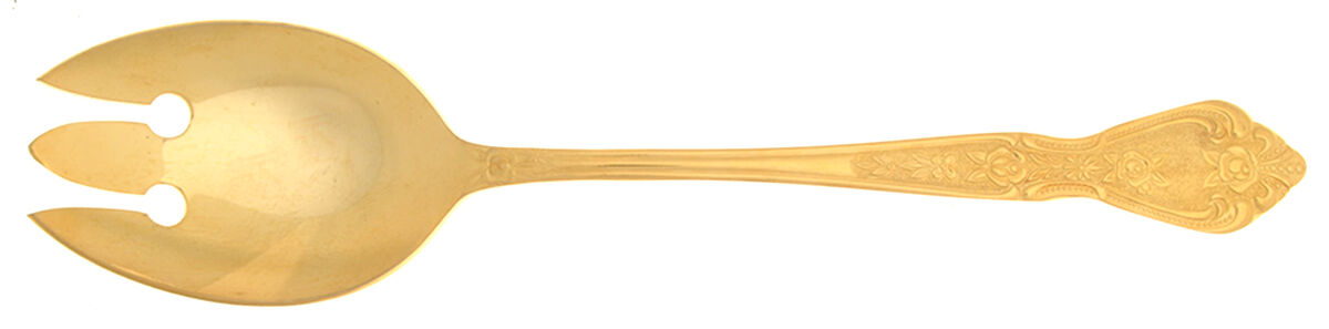 Gold Royalty (Gold Electroplate) Medium Solid Cold Meat Serving Fork by Stanley Roberts-1