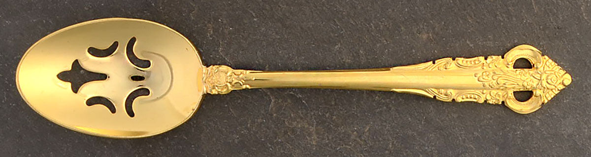 Golden Sir Mark (Gold Electroplate) Pierced Tablespoon (Serving Spoon) by Stanley Roberts-1