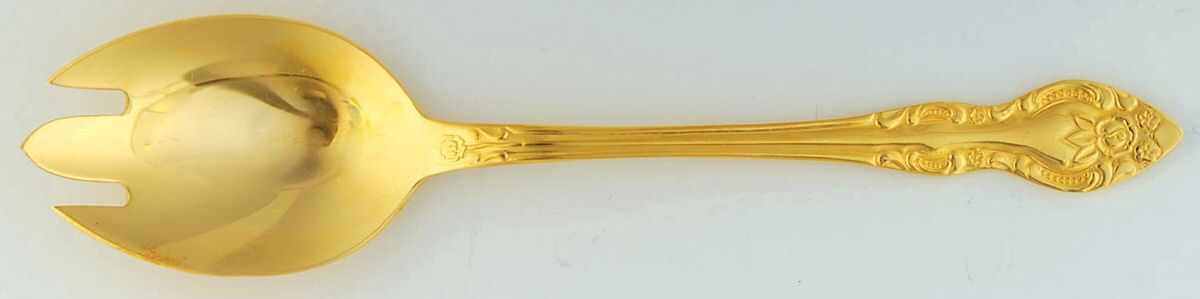 Lisette (Gold Electroplate) Medium Solid Cold Meat Serving Fork by Stanley Roberts-1