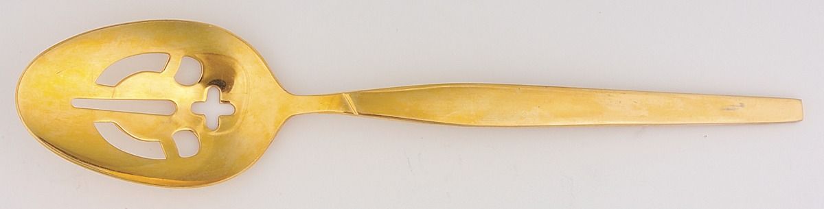 Nobility (Gold Electroplate) Pierced Tablespoon (Serving Spoon) by Stanley Roberts-1