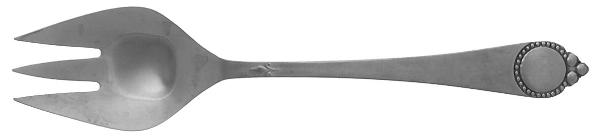 Vanity (Stainless, Circle Of Beads) Medium Solid Cold Meat Serving Fork by Stanley Roberts-1