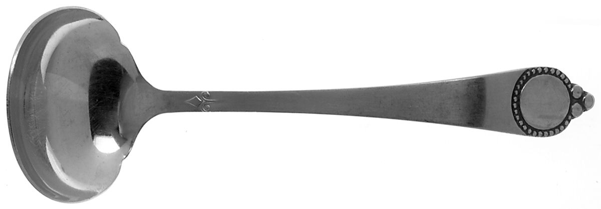 Vanity (Stainless, Circle Of Beads) Solid Gravy Ladle by Stanley Roberts-1