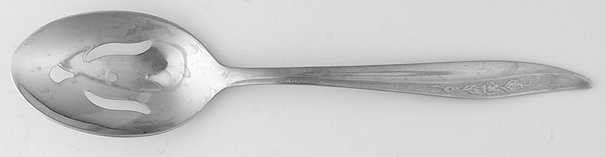 Rose Texture (Stainless) Pierced Tablespoon (Serving Spoon) by Sears Roebuck-1