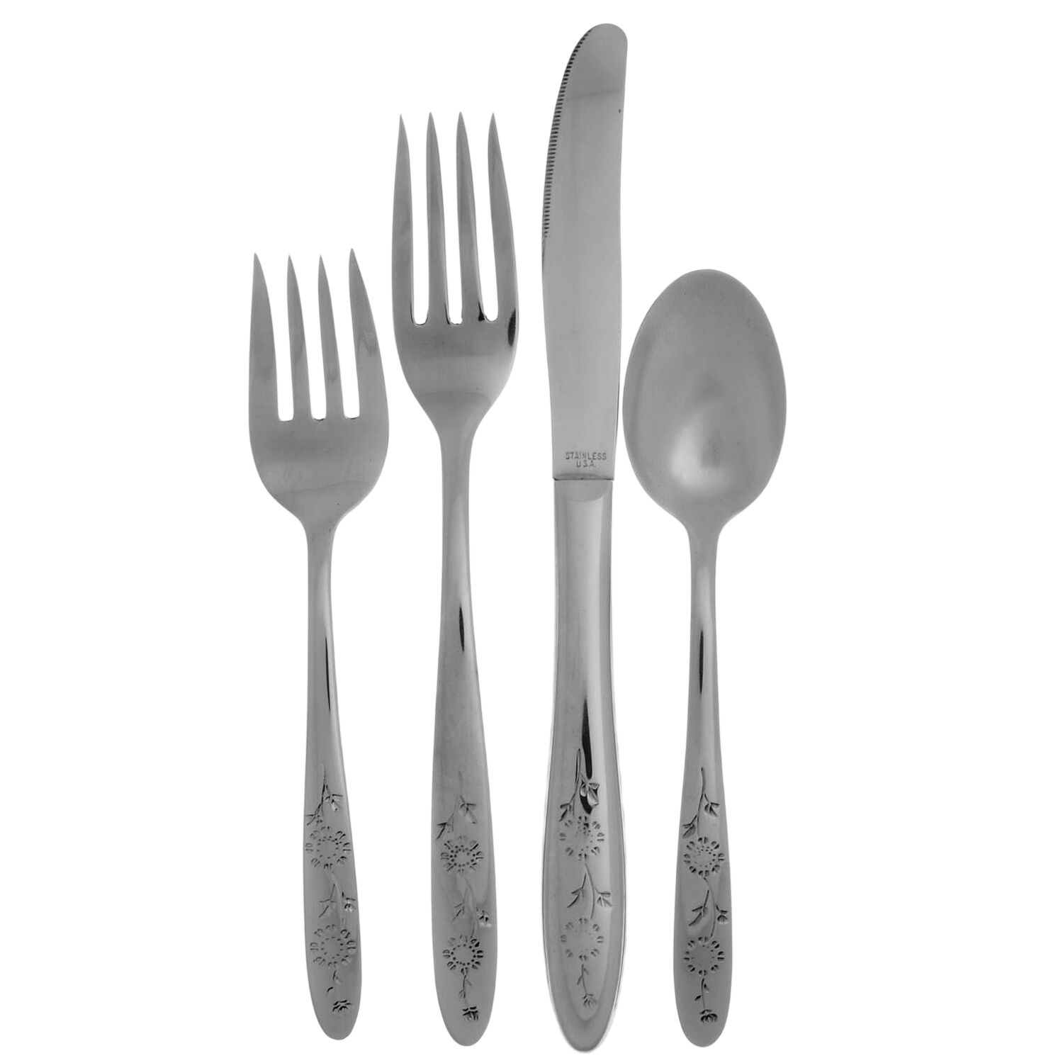 Wood Dale (Stainless) 4 Piece Place Setting by Sears Roebuck-1