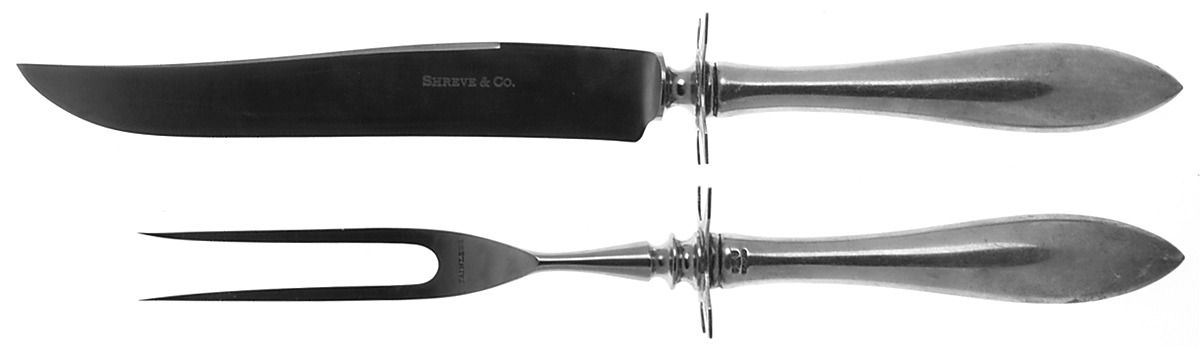 Buckingham (Sterling) Small Steak 2-Piece Carving Set w/Stainless Blade by Shreve Silver-1