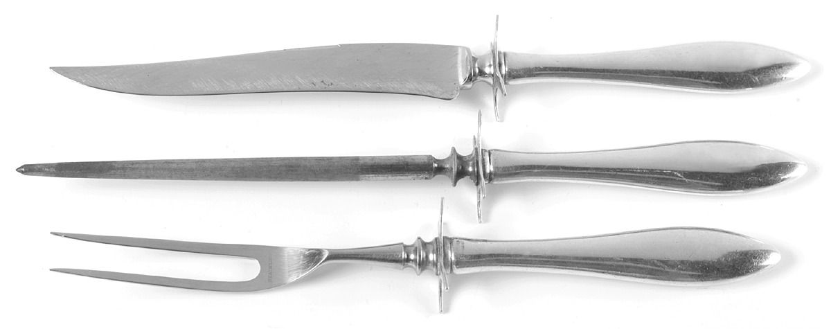 Buckingham (Sterling) Small Steak 3-Piece Carving Set w/Stainless Blade by Shreve Silver-1