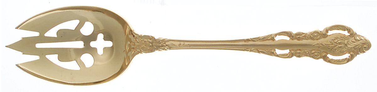 Golden Lady Joanne (Gold Electroplate) Pierced Tablespoon (Serving Spoon) by Stanley Roberts-1